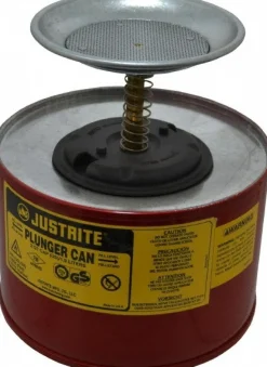 2 Quart Capacity, 7-3/8" High x 7-1/4" Dia, Steel Plunger Can