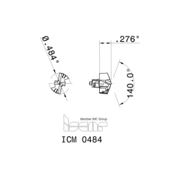 Replaceable Drill Tip: ICM 0484, 0.4846" Dia, 12.31 mm Dia, 140 deg Point