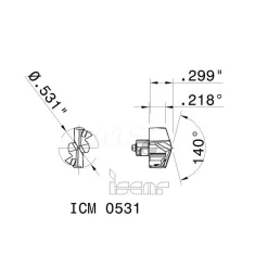 Replaceable Drill Tip: ICM 0531 ISCAR IC908, 0.5310" Dia, 13.49 mm Dia, 140 deg Point