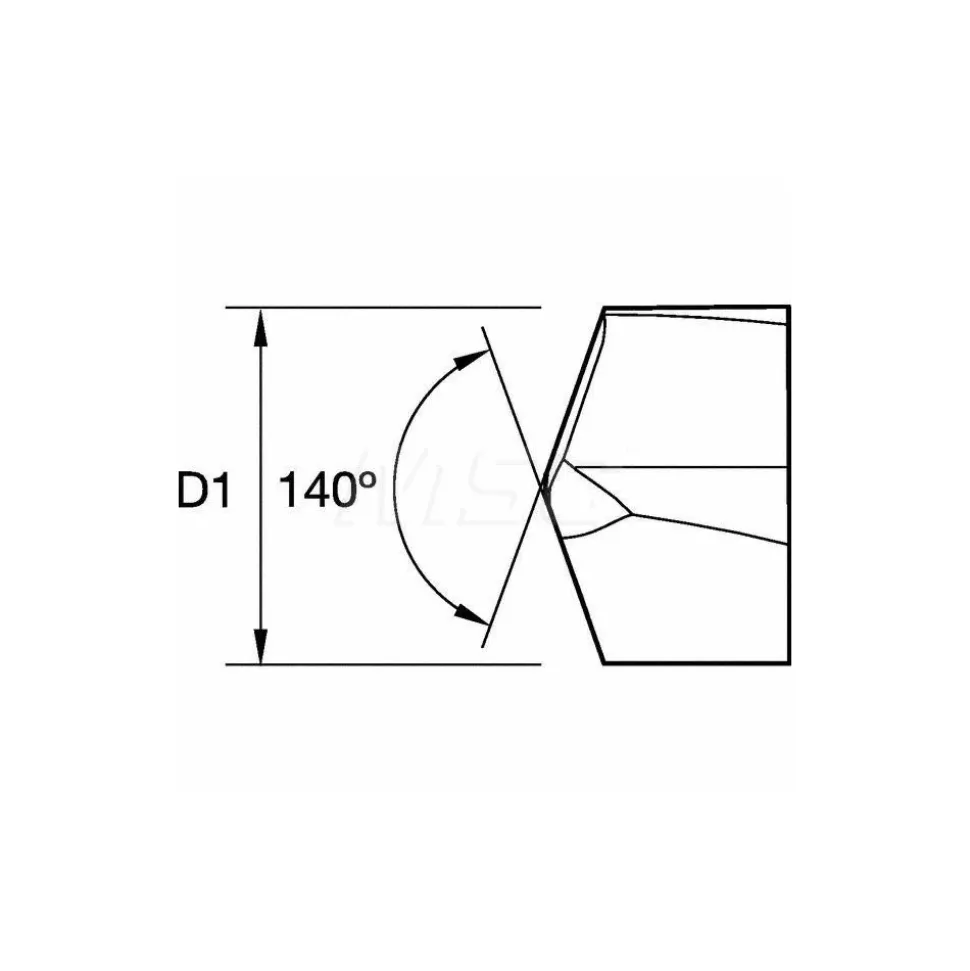 Replaceable Drill Tip: KSEM2064HPGM KCPM45, 0.8126" Dia, 20.64 mm Dia, 140 deg Point