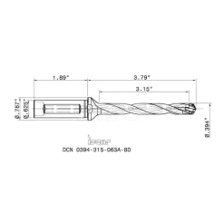 Replaceable-Tip Drill: 0.394 to 0.429" Dia, 3.15" Max Depth, 5/8" Weldon Flat Shank