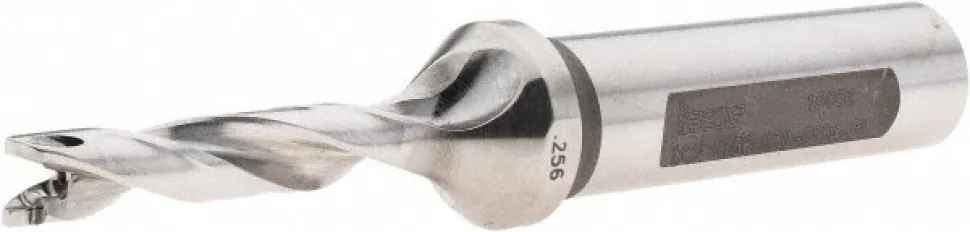 Replaceable-Tip Drill: 0.256 to 0.271" Dia, 1.3" Max Depth, 1/2" Weldon Flat Shank