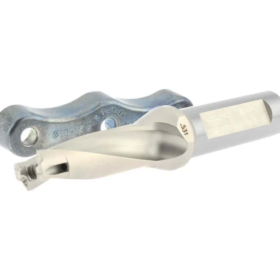 Replaceable-Tip Drill: 0.531 to 0.547" Dia, 1.59" Max Depth, 5/8" Weldon Flat Shank