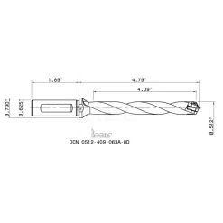 Replaceable-Tip Drill: 0.512 to 0.547" Dia, 4.09" Max Depth, 5/8" Weldon Flat Shank