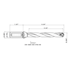 Replaceable-Tip Drill: 0.63 to 0.665" Dia, 5.04" Max Depth, 3/4" Weldon Flat Shank