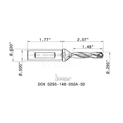 Replaceable-Tip Drill: 0.295 to 0.311" Dia, 1.48" Max Depth, 1/2" Weldon Flat Shank