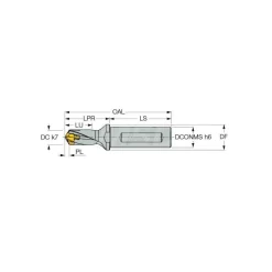 Replaceable-Tip Drill: 0.236 to 0.252" Dia, 0.35" Max Depth, 1/2" Weldon Flat Shank