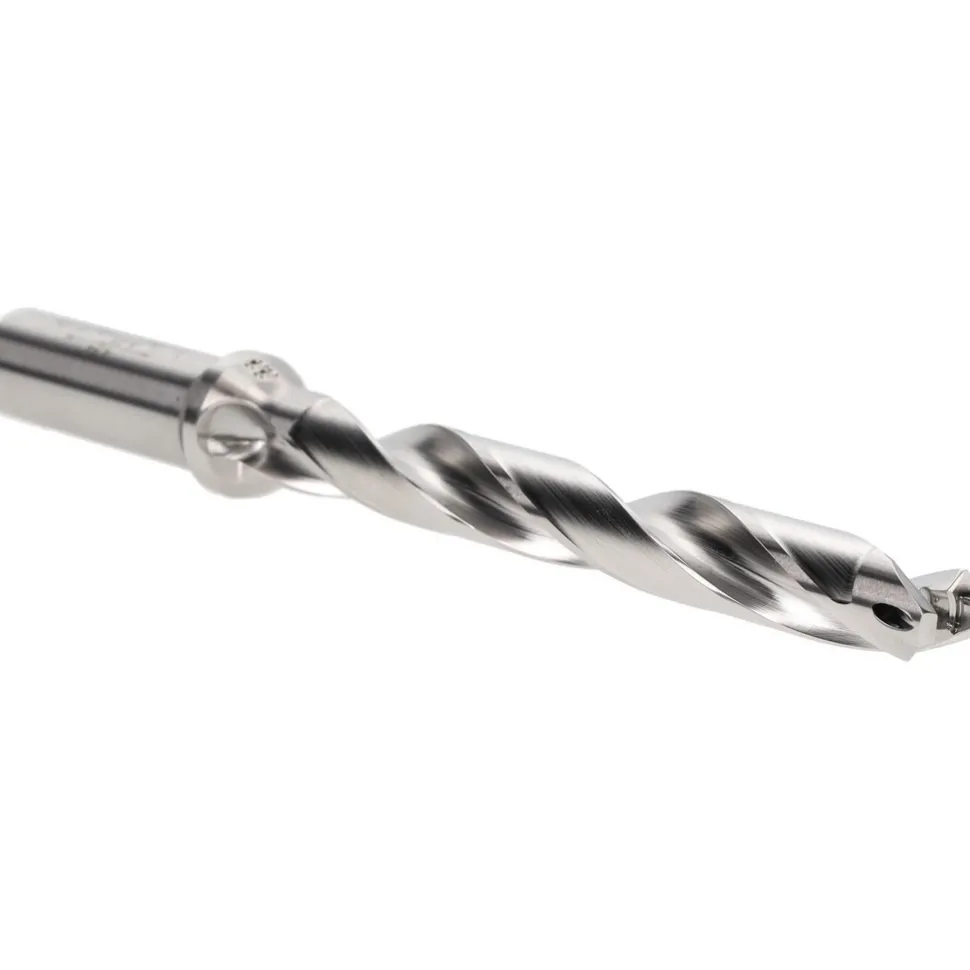 Replaceable-Tip Drill: 0.532 to 0.548" Dia, 4-1/4" Max Depth, 0.63" Weldon Flat Shank