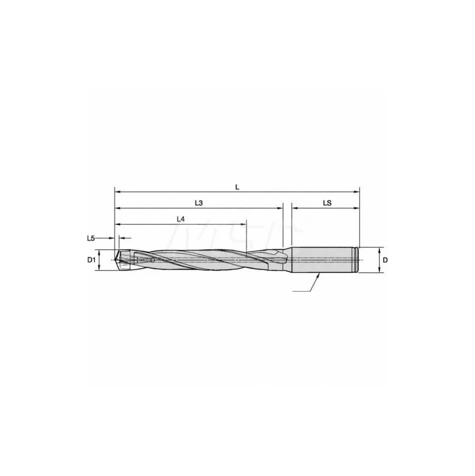 Replaceable-Tip Drill: 13.5 to 13.5 mm Dia, 134.94 mm Max Depth, 19.05 mm Straight-Cylindrical Shank