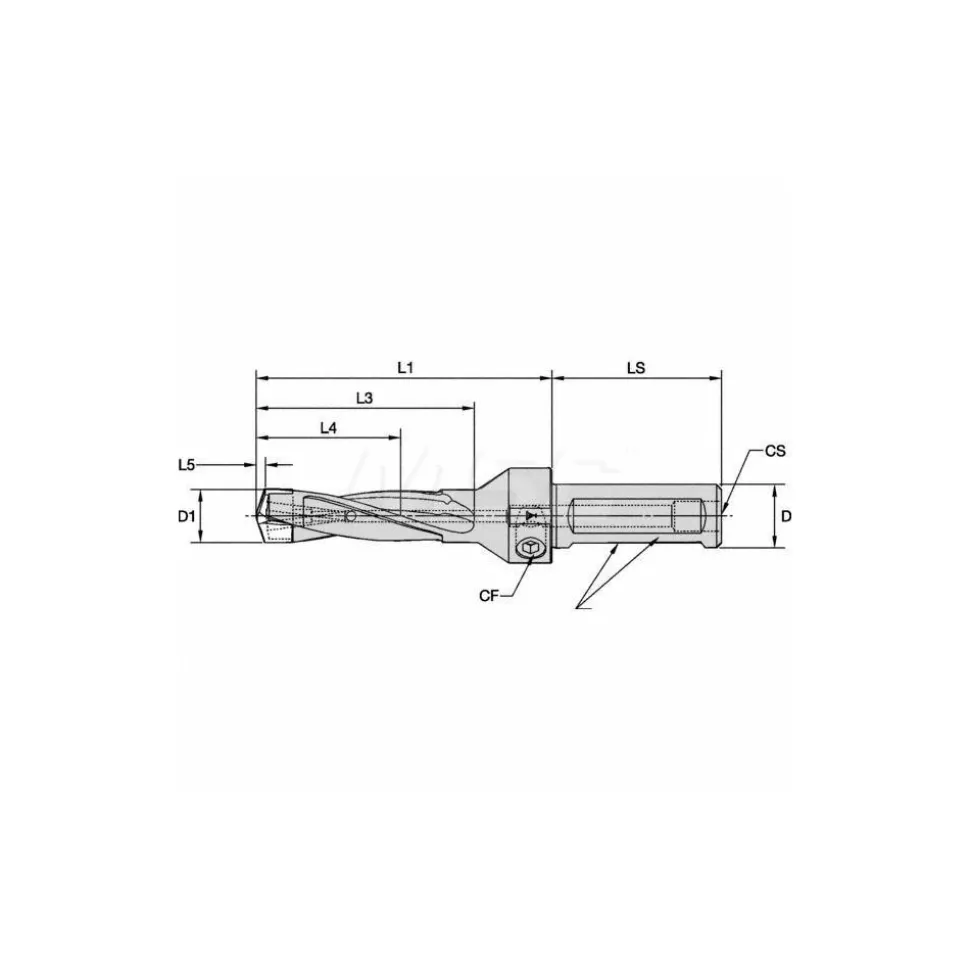 Replaceable-Tip Drill: 15.88 to 16.38 mm Dia, 127 mm Max Depth, 19.05 mm Weldon Flat Shank