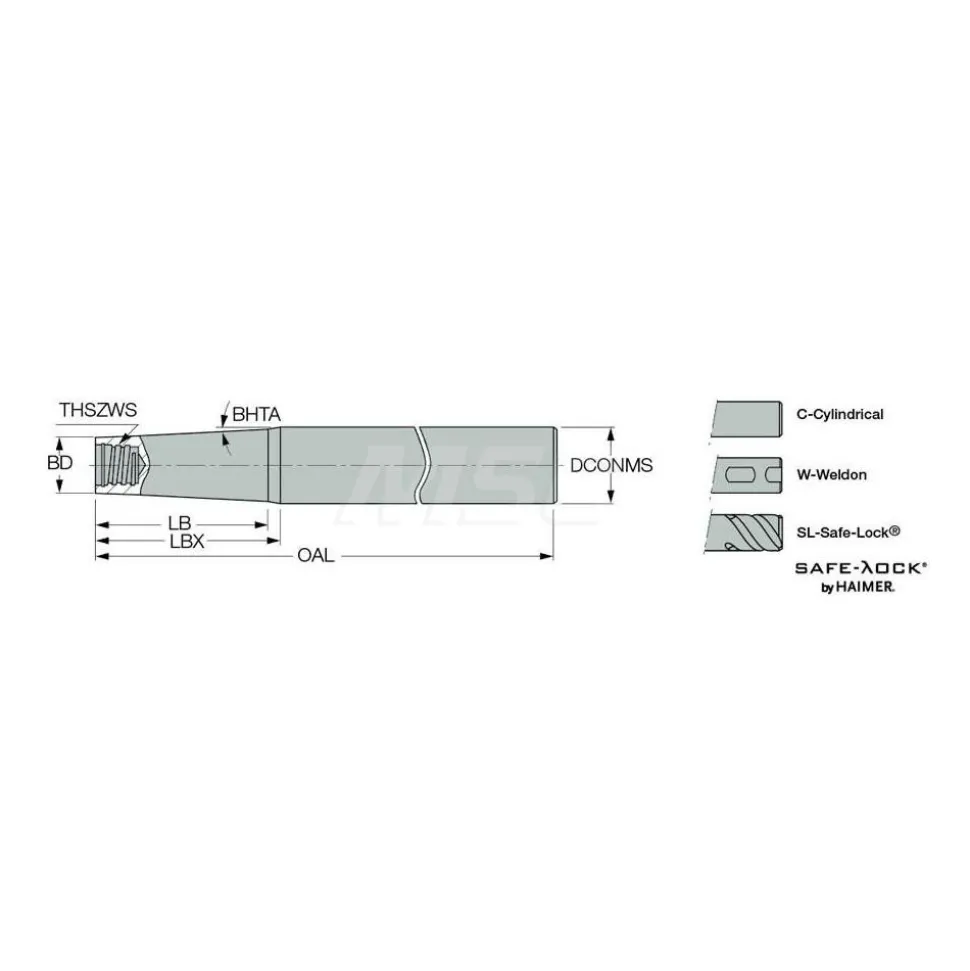 Replaceable Tip Milling Shank: Series Multimaster, 2.3" Projection, 1" 85 ° Shank