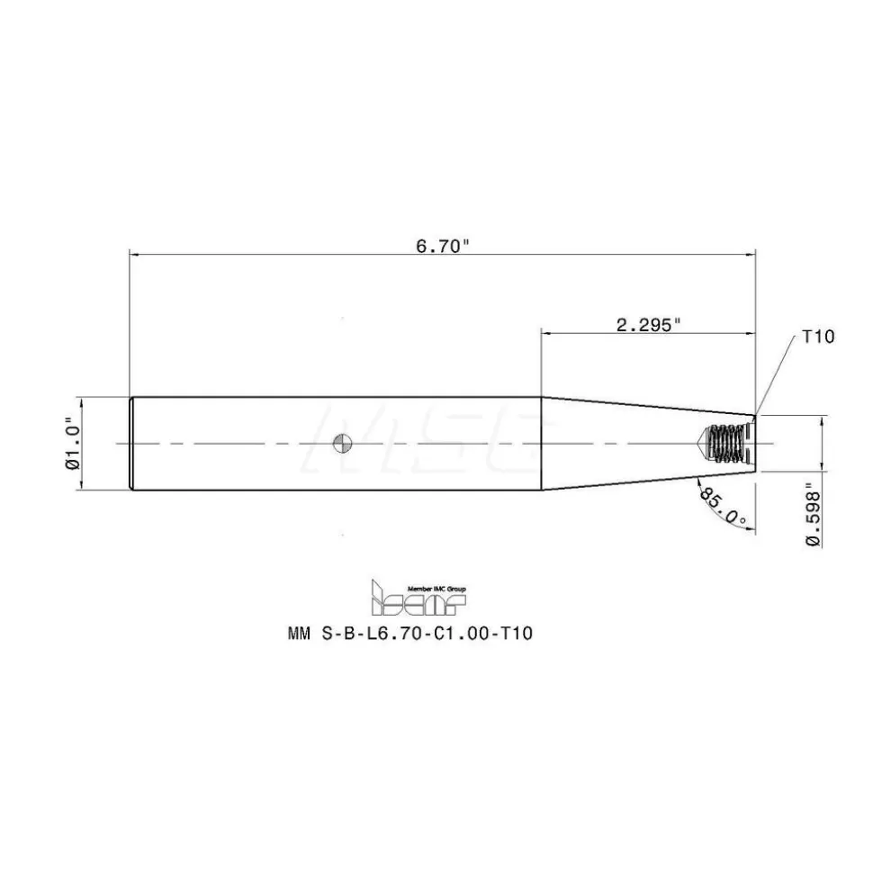 Replaceable Tip Milling Shank: Series Multimaster, 2.3" Projection, 1" 85 ° Shank