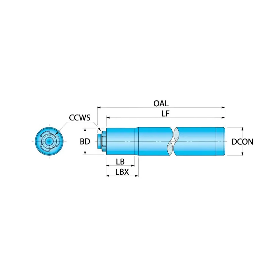 Replaceable Tip Milling Shank: Series S*L*SA, 3/4" Cylindrical Shank