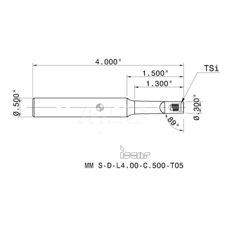 Replaceable Tip Milling Shank: Series Multimaster, 1-1/2" Projection, 1/2" 89 ° Shank