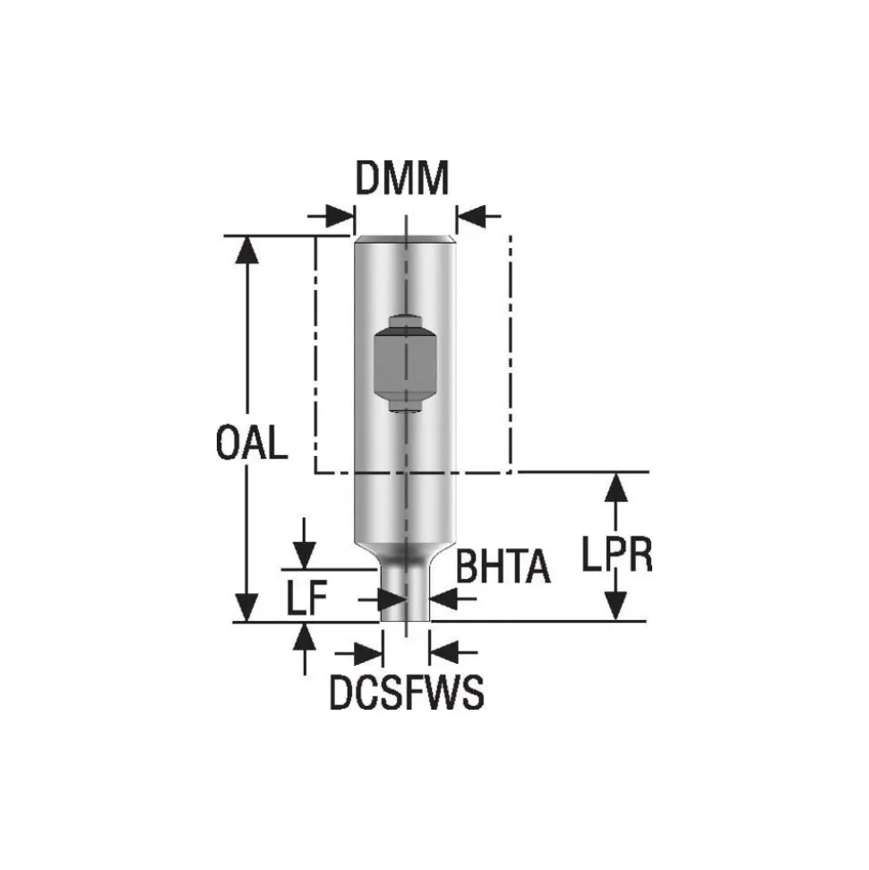 Replaceable Tip Milling Shank: Series Minimaster, 25 mm Projection, 3/4" 87 ° Shank