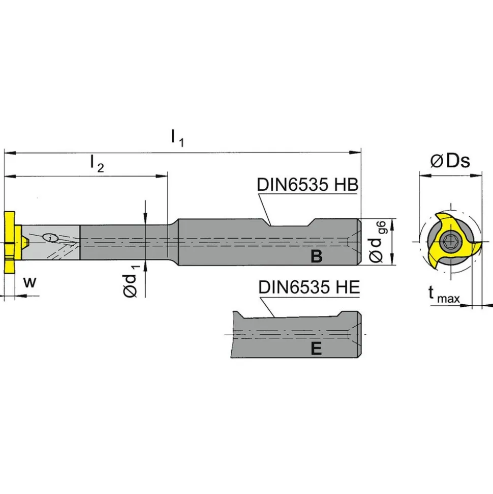 Replaceable Tip Milling Shanks: Shank Type: Cylindrical; Shank Diameter (mm): 15.88; Shank Diameter (Decimal Inch): 0.6250