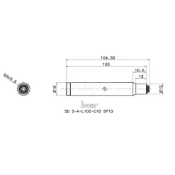 Replaceable Tip Milling Shank: Series T-Slot, 16.6 mm Projection, 16 mm Stepped Shank