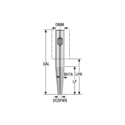 Replaceable Tip Milling Shank: Series Minimaster, 90 mm Projection, 3/4" 85 ° Shank