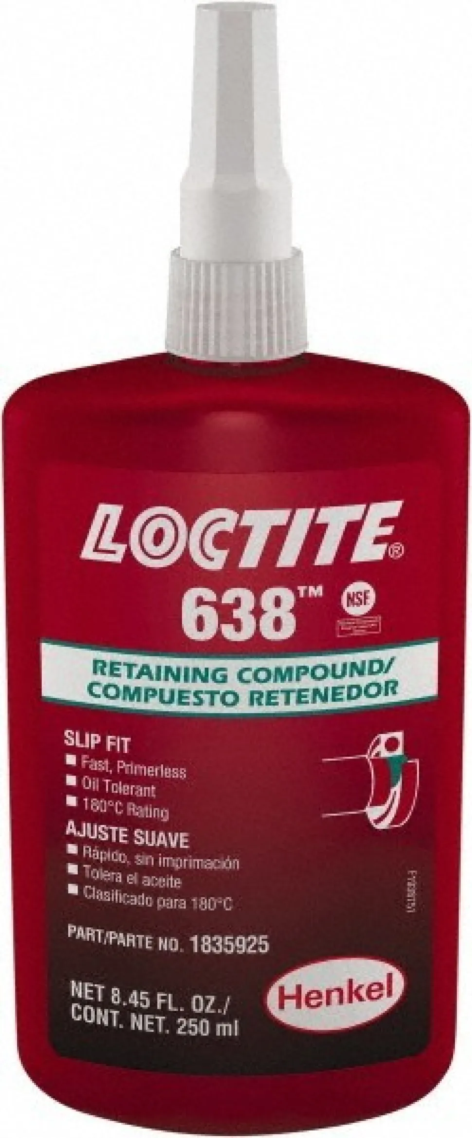 Retaining Compound: 250 mL Bottle, Green, Liquid
