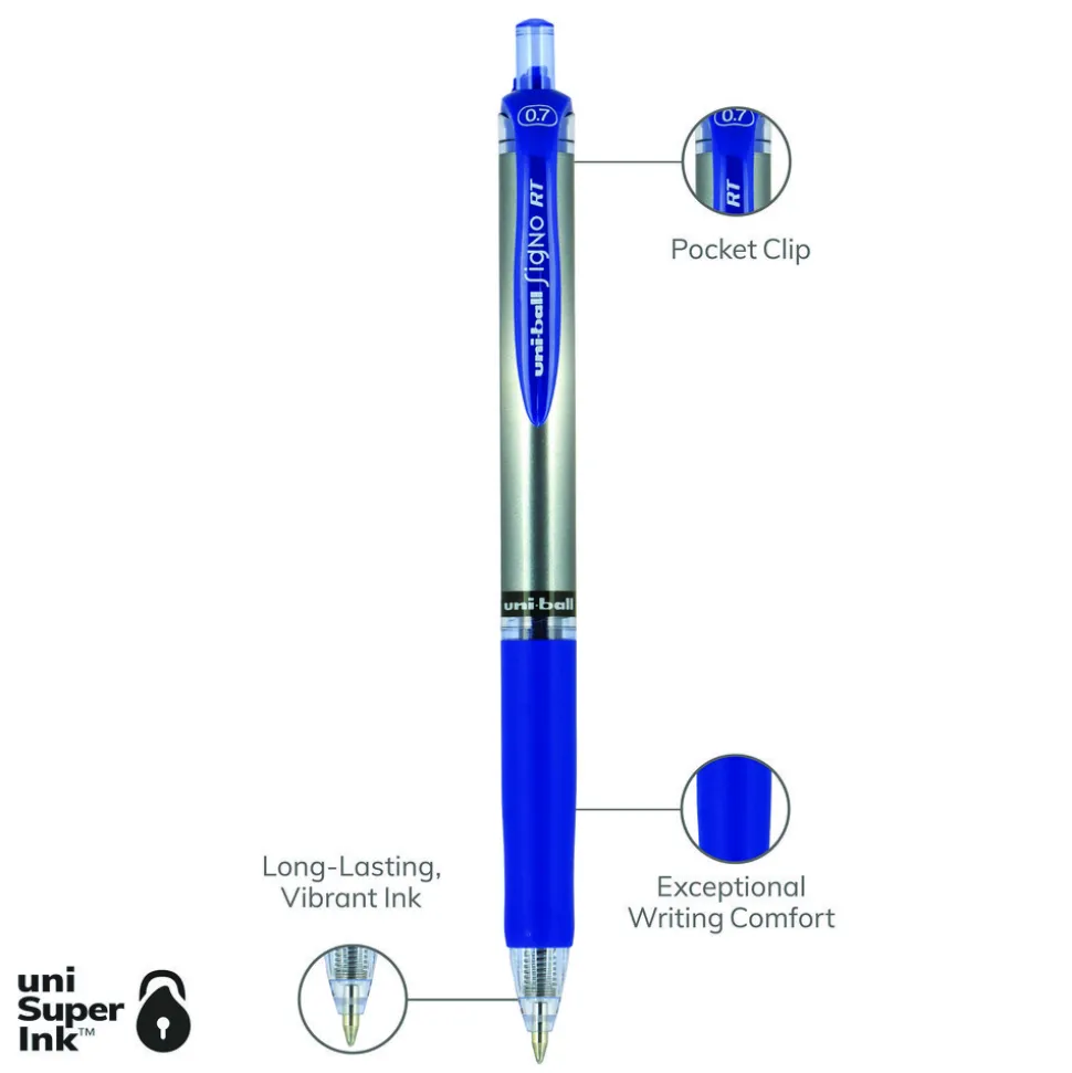 Retractable Pen: 0.7 mm Tip, Blue Ink