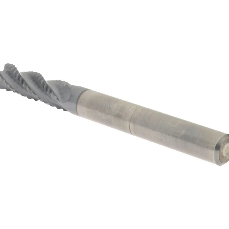 Roughing End Mill: 1/4" Dia, 4 Flute, Single End, Solid Carbide