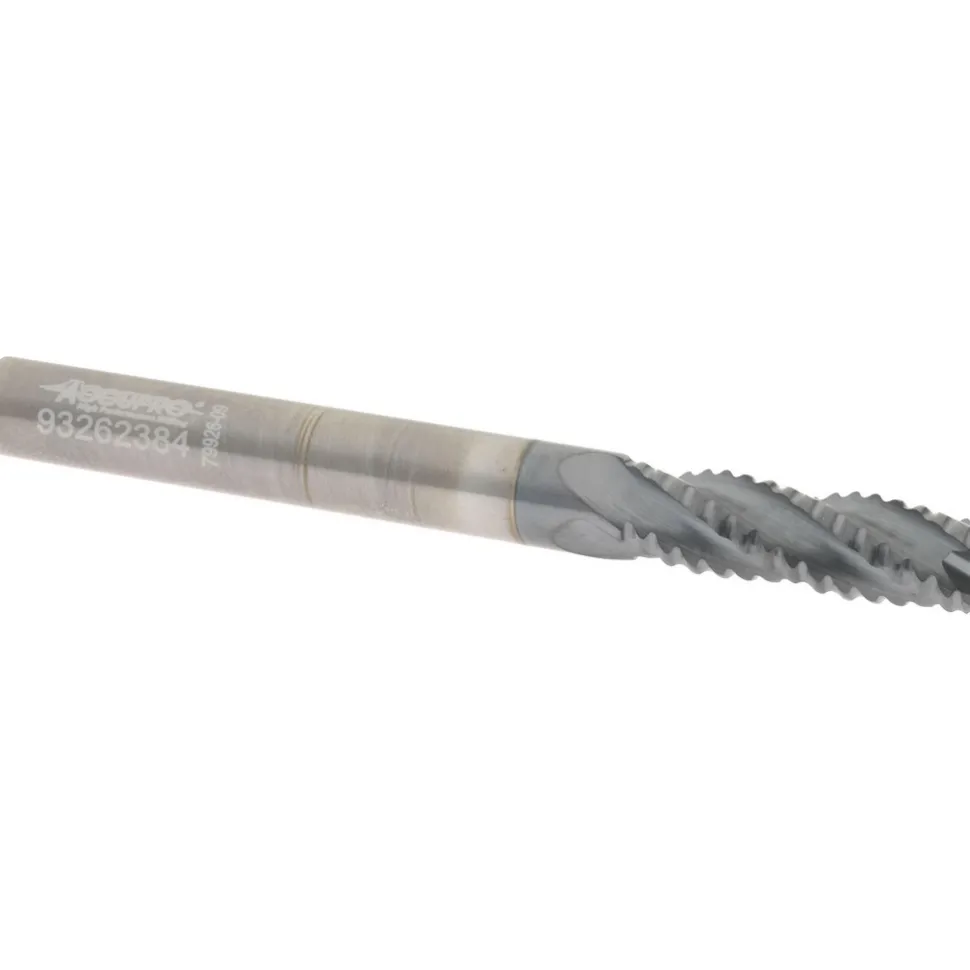 Roughing End Mill: 1/4" Dia, 4 Flute, Single End, Solid Carbide
