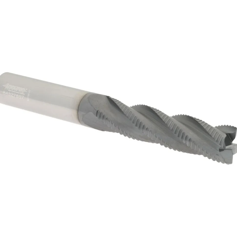 Roughing End Mill: 1/2" Dia, 4 Flute, Fine Pitch, Single End, Solid Carbide