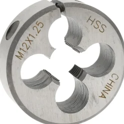 Round Die: M12x1.25, 1-1/2" OD, High-Speed Steel
