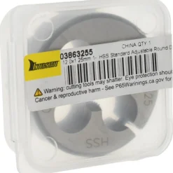 Round Die: M12x1.25, 1-1/2