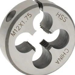 Round Die: M12x1.75, 1-1/2" OD, High-Speed Steel