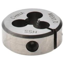 Round Die: M6x1, 1" OD, High-Speed Steel
