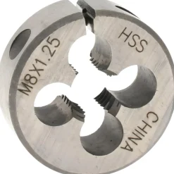 Round Die: M8x1.25, 1" OD, High-Speed Steel
