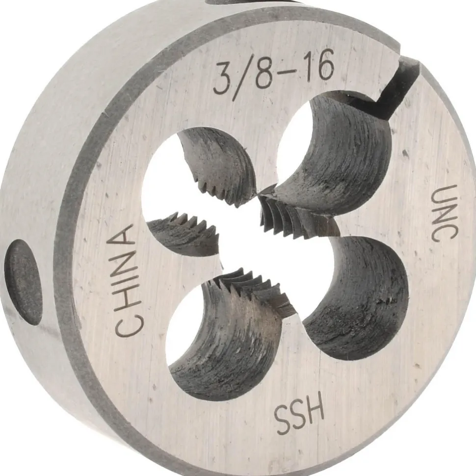 Round Die: 3/8-16, 1-1/2" OD, High-Speed Steel
