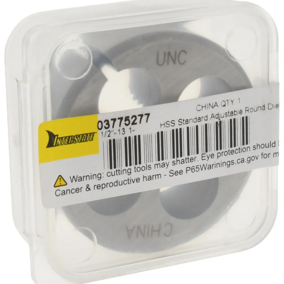Round Die: 1/2-13, 1-1/2" OD, High-Speed Steel