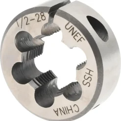 Round Die: 1/2-28, 1" OD, High-Speed Steel