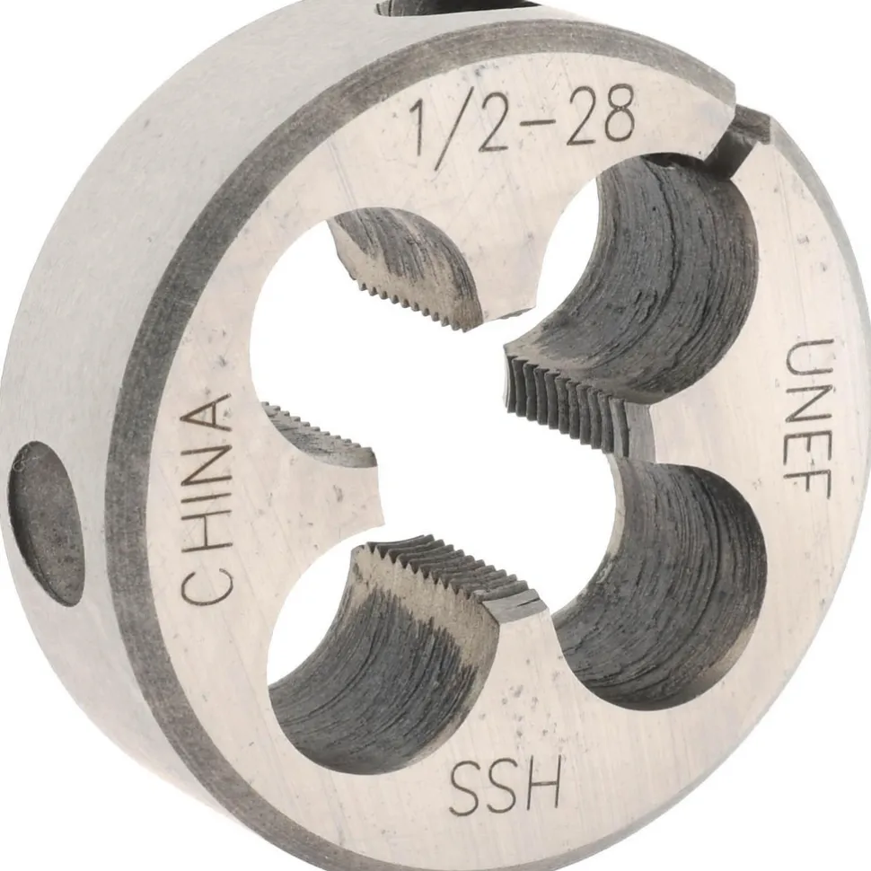 Round Die: 1/2-28, 1-1/2" OD, High-Speed Steel