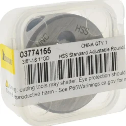 Round Die: 3/8-16, 1" OD, High-Speed Steel
