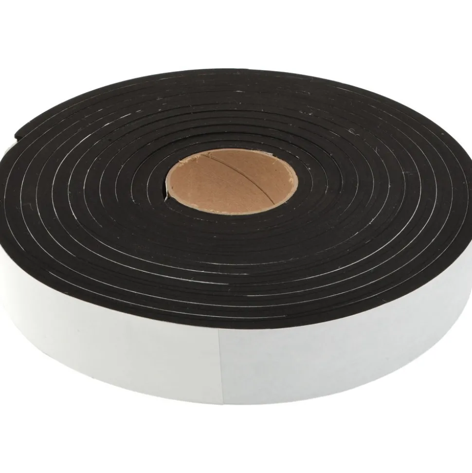 Rubber Roll: Closed Cell, Neoprene Spring Blend, 3/8" Thick, 2" Wide, 25.000' Long, Black