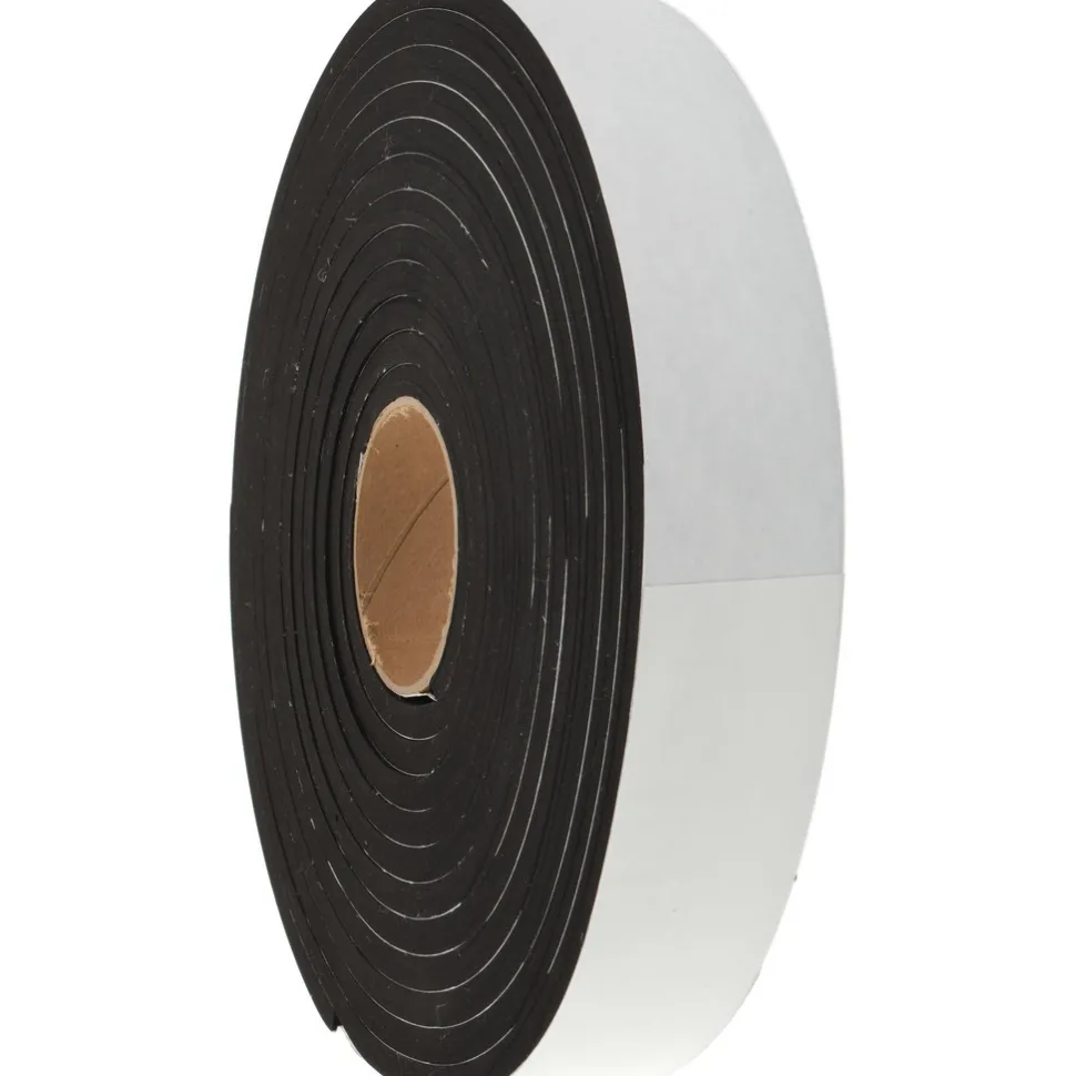 Rubber Roll: Closed Cell, Neoprene Spring Blend, 3/8" Thick, 2" Wide, 25.000' Long, Black