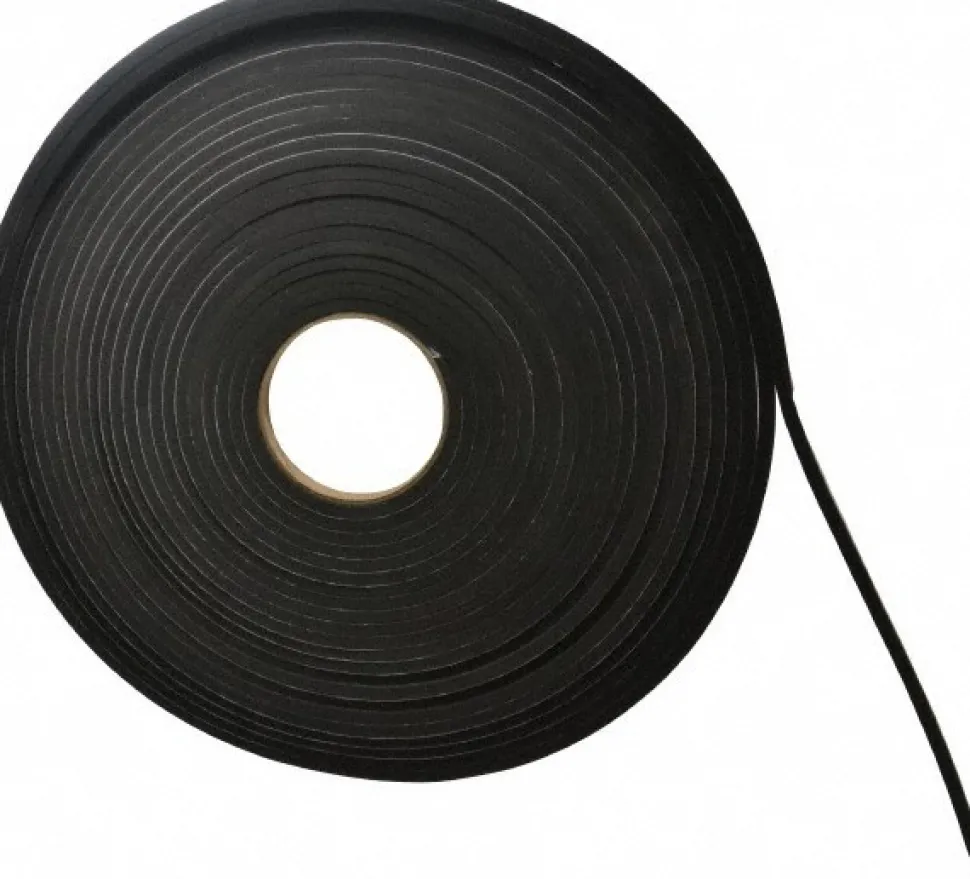 Rubber Roll: Closed Cell, Neoprene Spring Blend, 1/4" Thick, 1/2" Wide, 50.000' Long, Black