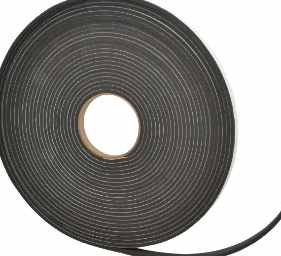 Rubber Roll: Closed Cell, Neoprene Spring Blend, 3/16" Thick, 1/2" Wide, 50.000' Long, Black