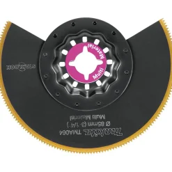 Scroll Saw Blades: For Use With: General Purpose, Wood, Plywood, OSB; Description: Starlock Oscillating Multi‑Tool 3‑1/4" Bi‑Metal Round Segmented Saw Blade with Titanium Tooth Coating; Color: Black; Turntable Diameter: 1