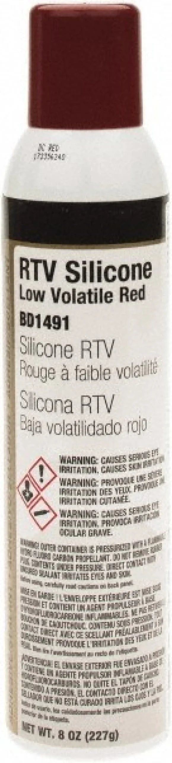 Sealant: 8 oz Aerosol, Red, RTV Silicone