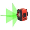 Self Leveling Cross Line Laser Level: 3 Beams, Class II, Green Beam
