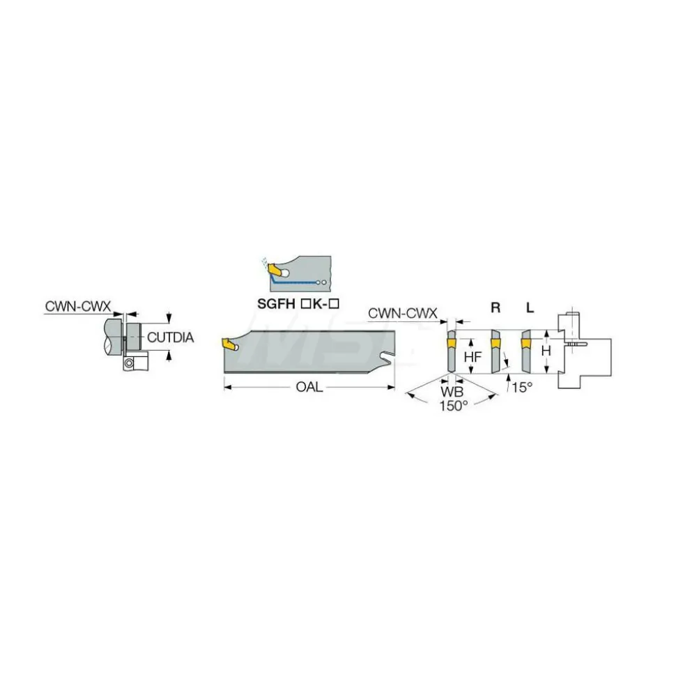 SGFH Double End Right Hand Indexable Cutoff Blade