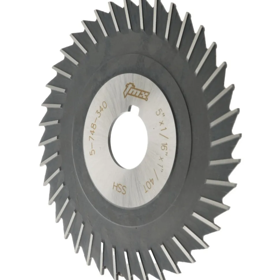 Side Chip Saw: 5" Blade Dia, 1/16" Blade Thickness, 1" Arbor Hole Dia, 40 Teeth, High Speed Steel