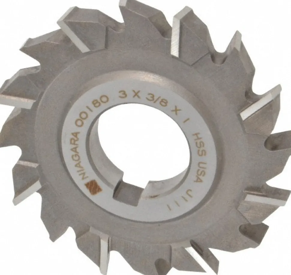 Side Milling Cutter: 3" Cutter Dia, 0.3750" Cutting Width, 1" Arbor Hole, 16 Teeth