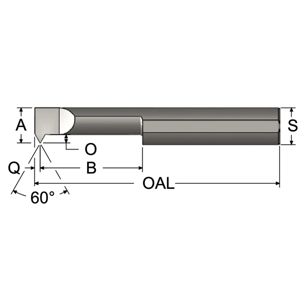 Single Point Threading Tool: 0.36" Min Thread Dia, 8 to 32 TPI, 1.8" Cut Depth, Internal, Solid Carbide