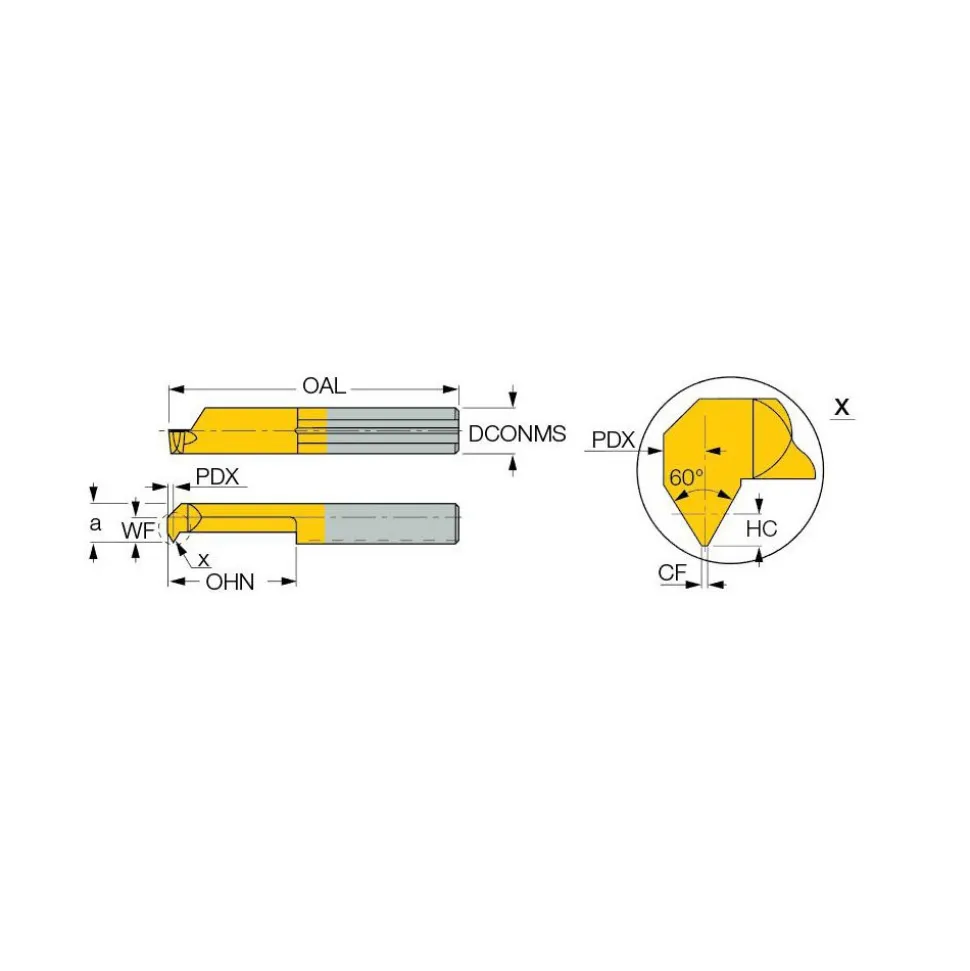 Single Point Threading Tool: 0.1969" Min Thread Dia, 24 to 36 TPI, 0.5512" Cut Depth, Internal, Solid Carbide