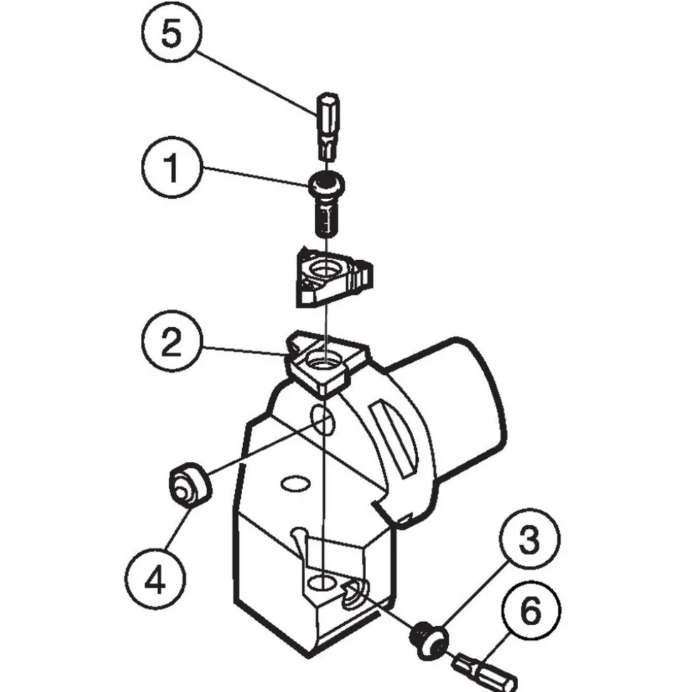 Size C6, 65mm Head Length, 45mm Ctr to Cutting Edge, Right Hand External Modular Threading Cutting Unit Head